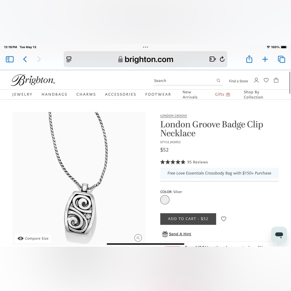 Brighton Silver Necklace with Swirl Pendant